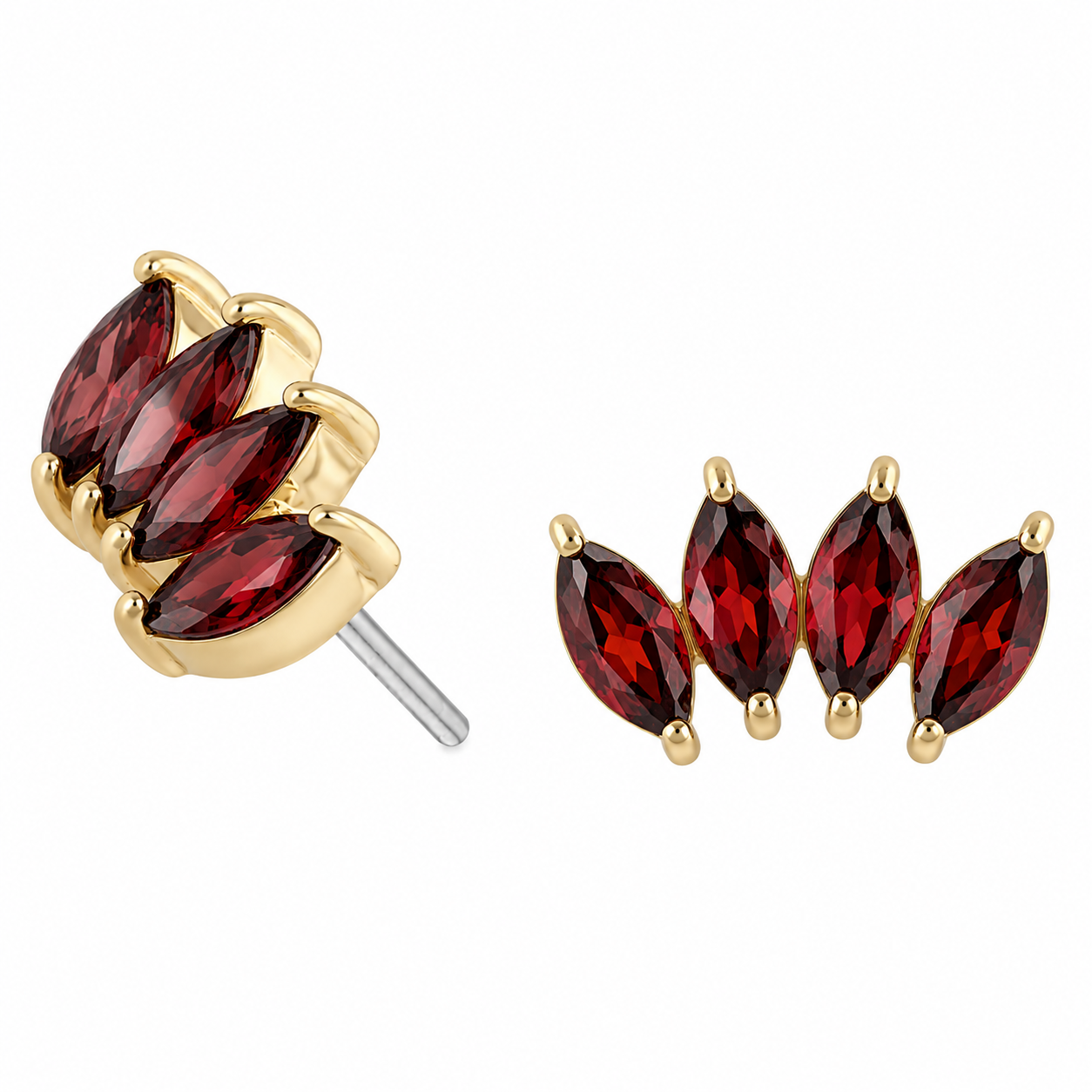 4 Marquise Fan -Threadless with 3 X 1.5mm Stones