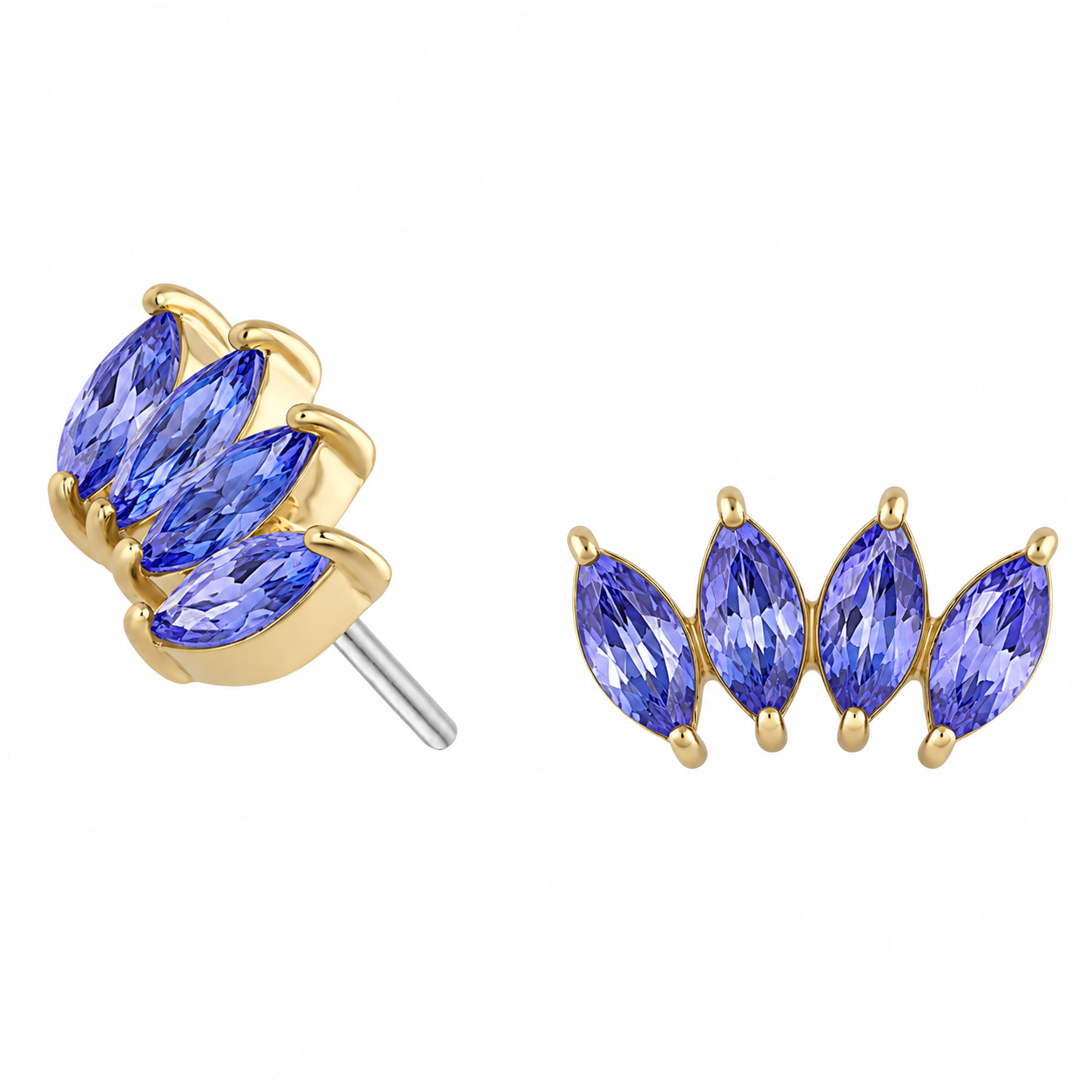 4 Marquise Fan -Threadless with 3 X 1.5mm Stones