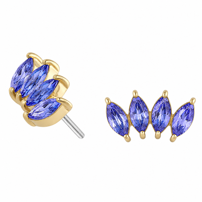 4 Marquise Fan -Threadless with 3 X 1.5mm Stones